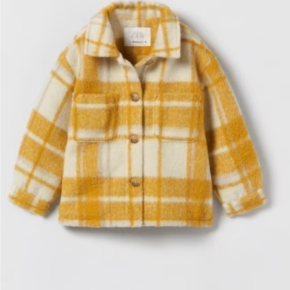 Zara Kids Plaid Yellow and White Kids Jacket